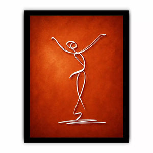 minimalist dancing figure art, abstract line art canvas, modern red wall art, expressive figure drawing decor