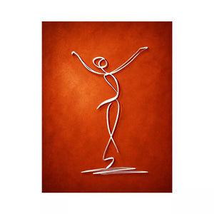 minimalist dancing figure art, abstract line art canvas, modern red wall art, expressive figure drawing decor