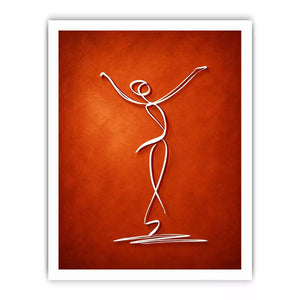 minimalist dancing figure art, abstract line art canvas, modern red wall art, expressive figure drawing decor