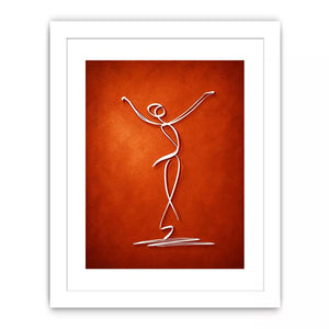 minimalist dancing figure art, abstract line art canvas, modern red wall art, expressive figure drawing decor