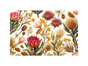 watercolor botanical floral pattern with bees and wildflowers wall art canvas