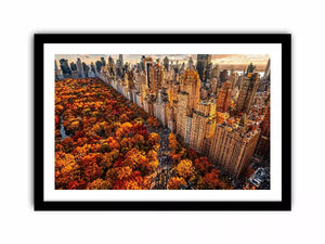 new york city skyline with central park autumn colors aerial view wall art