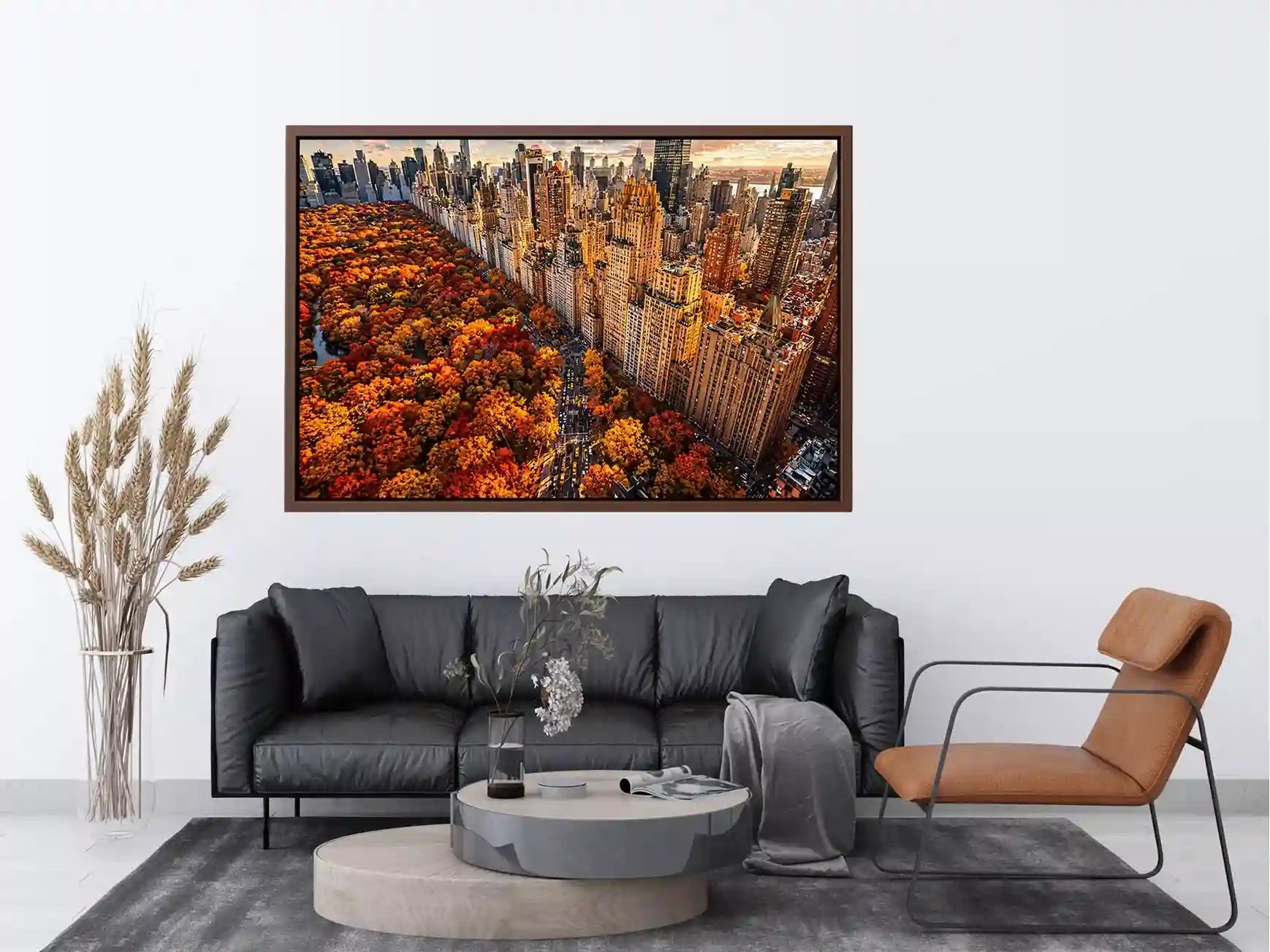 new york city skyline with central park autumn colors aerial view wall art