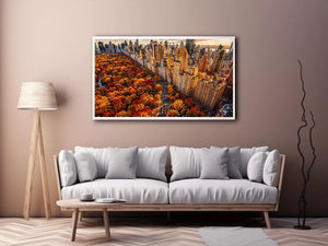 new york city skyline with central park autumn colors aerial view wall art