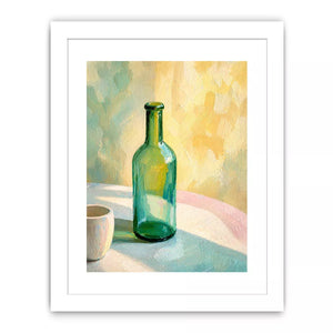 minimal pastel still life bottle painting wall art canvas with soft light