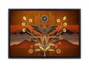 gold abstract bird wall art canvas boho modern earthy geometric design