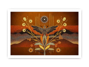 gold abstract bird wall art canvas boho modern earthy geometric design