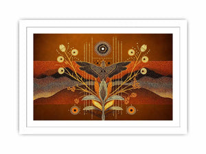 gold abstract bird wall art canvas boho modern earthy geometric design