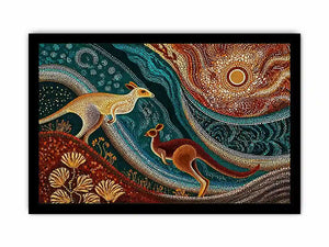 aboriginal kangaroo dot painting wall art canvas earthy tribal australian design