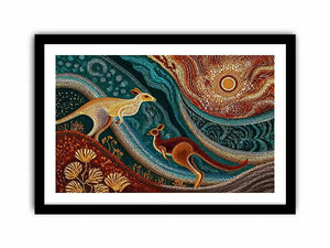 aboriginal kangaroo dot painting wall art canvas earthy tribal australian design