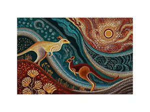 aboriginal kangaroo dot painting wall art canvas earthy tribal australian design
