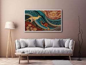 aboriginal kangaroo dot painting wall art canvas earthy tribal australian design