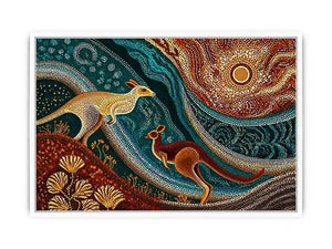 aboriginal kangaroo dot painting wall art canvas earthy tribal australian design