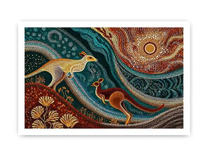 aboriginal kangaroo dot painting wall art canvas earthy tribal australian design