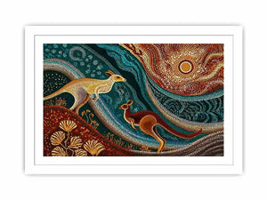 aboriginal kangaroo dot painting wall art canvas earthy tribal australian design