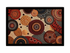 abstract earthy dot painting wall art canvas boho geometric pattern design