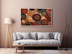 abstract earthy dot painting wall art canvas boho geometric pattern design