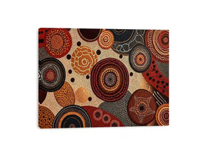 abstract earthy dot painting wall art canvas boho geometric pattern design