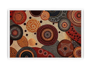 abstract earthy dot painting wall art canvas boho geometric pattern design