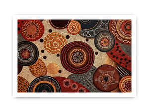 abstract earthy dot painting wall art canvas boho geometric pattern design