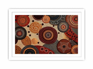 abstract earthy dot painting wall art canvas boho geometric pattern design