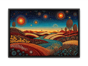 abstract desert landscape wall art canvas surreal sky river modern boho design