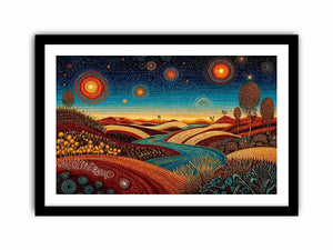abstract desert landscape wall art canvas surreal sky river modern boho design