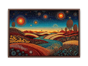 abstract desert landscape wall art canvas surreal sky river modern boho design