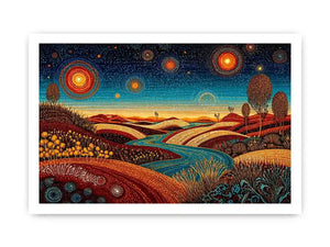 abstract desert landscape wall art canvas surreal sky river modern boho design