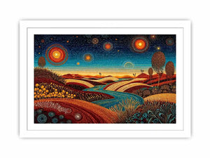abstract desert landscape wall art canvas surreal sky river modern boho design