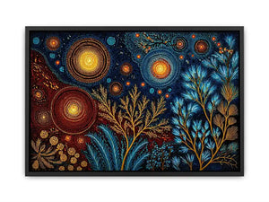 abstract cosmic botanical wall art canvas celestial sky plants modern boho design