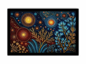 abstract cosmic botanical wall art canvas celestial sky plants modern boho design