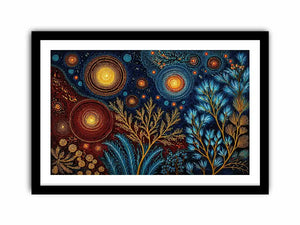 abstract cosmic botanical wall art canvas celestial sky plants modern boho design