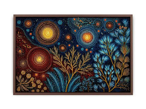 abstract cosmic botanical wall art canvas celestial sky plants modern boho design