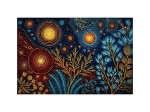 abstract cosmic botanical wall art canvas celestial sky plants modern boho design