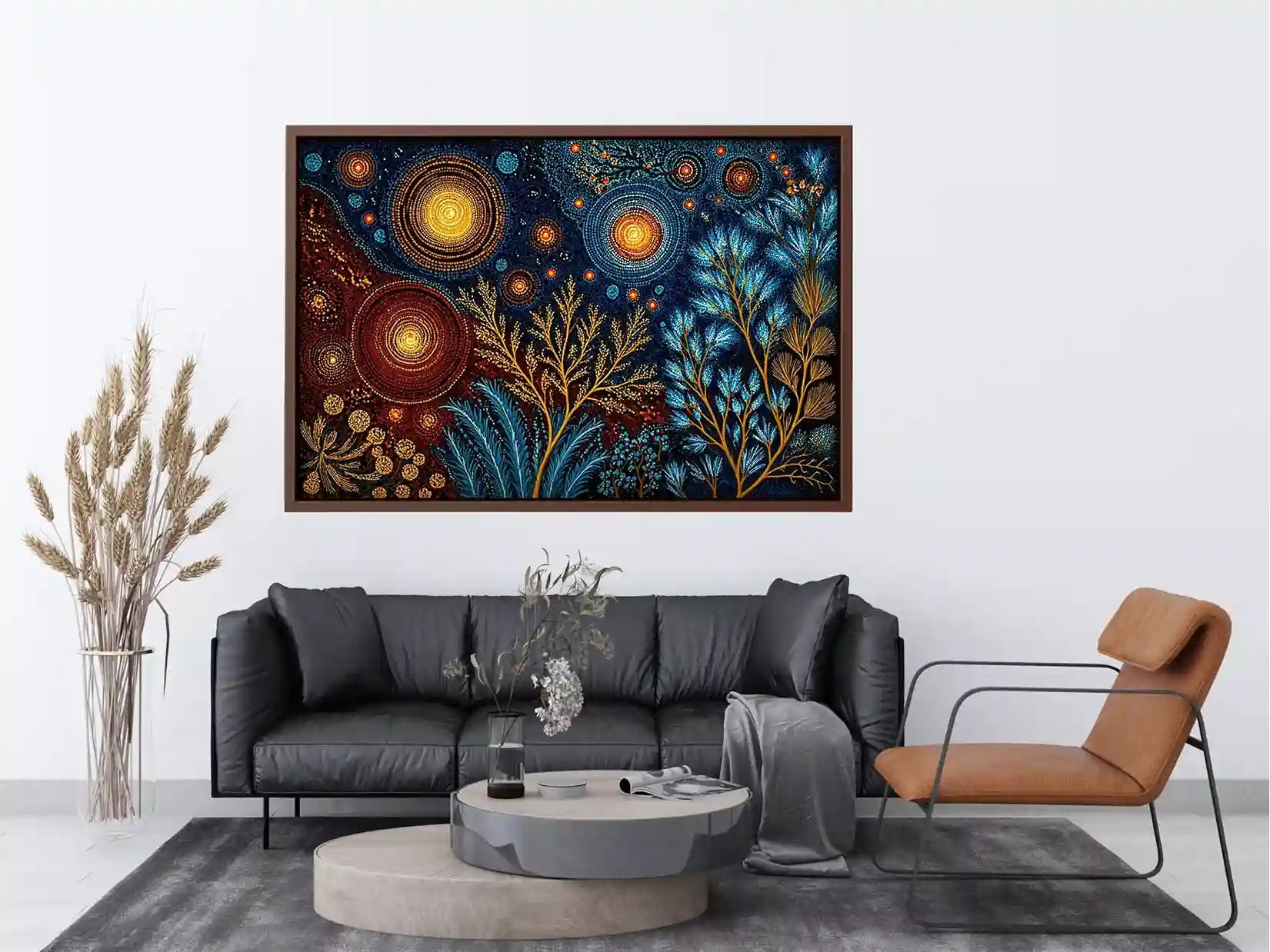 abstract cosmic botanical wall art canvas celestial sky plants modern boho design