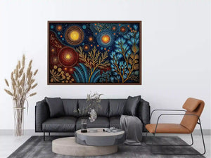 abstract cosmic botanical wall art canvas celestial sky plants modern boho design