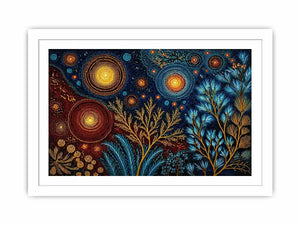 abstract cosmic botanical wall art canvas celestial sky plants modern boho design