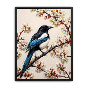minimal bird blossom wall art canvas elegant floral branch painting neutral decor