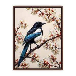 minimal bird blossom wall art canvas elegant floral branch painting neutral decor