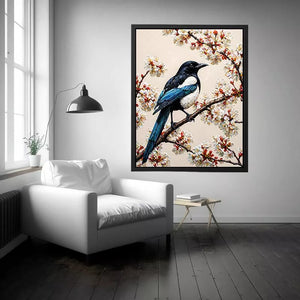 minimal bird blossom wall art canvas elegant floral branch painting neutral decor
