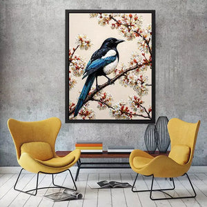 minimal bird blossom wall art canvas elegant floral branch painting neutral decor