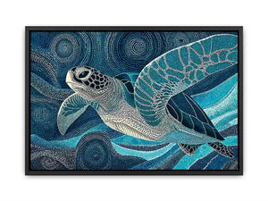 sea turtle ocean wall art canvas blue coastal marine decor abstract waves