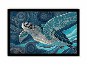 sea turtle ocean wall art canvas blue coastal marine decor abstract waves