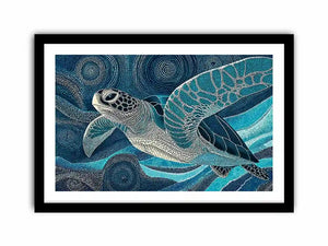 sea turtle ocean wall art canvas blue coastal marine decor abstract waves