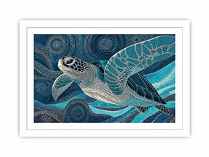 sea turtle ocean wall art canvas blue coastal marine decor abstract waves