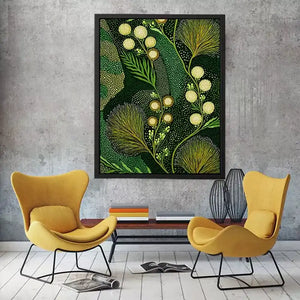 green botanical pattern wall art canvas leafy nature modern biophilic decor