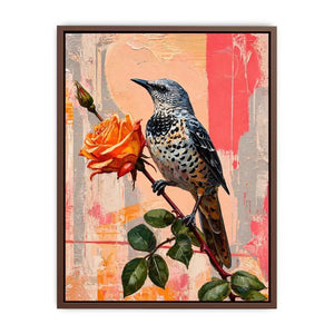 bird and rose wall art canvas floral botanical painting modern peach decor