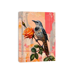 bird and rose wall art canvas floral botanical painting modern peach decor