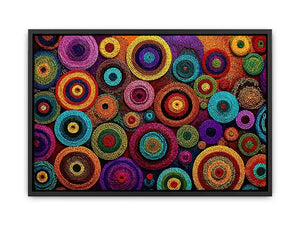 Colorful abstract dot pattern circles wall art, modern geometric canvas decor for homes in New York, London, Dubai interiors